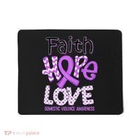 Believe Love Hope Purple Ribbon Domestic Violence Awareness Mousepad thumb 0