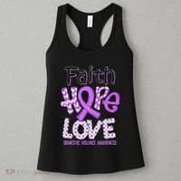 Believe Love Hope Purple Ribbon Domestic Violence Awareness Women's Tank Top thumb 3