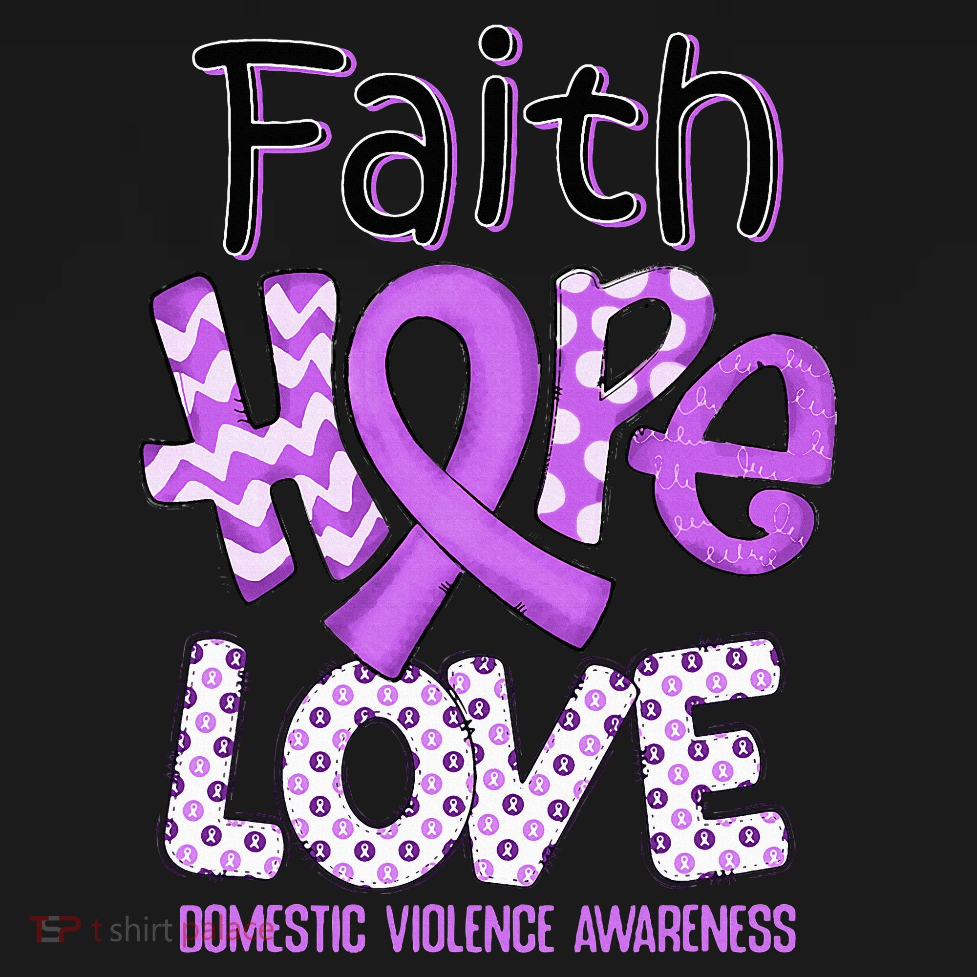 Believe Love Hope Purple Ribbon Domestic Violence Awareness Women's Tank Top