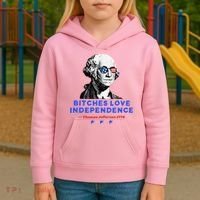 Bitches Love Independence Funny Founding Fathers Kids Hoodie thumb 3