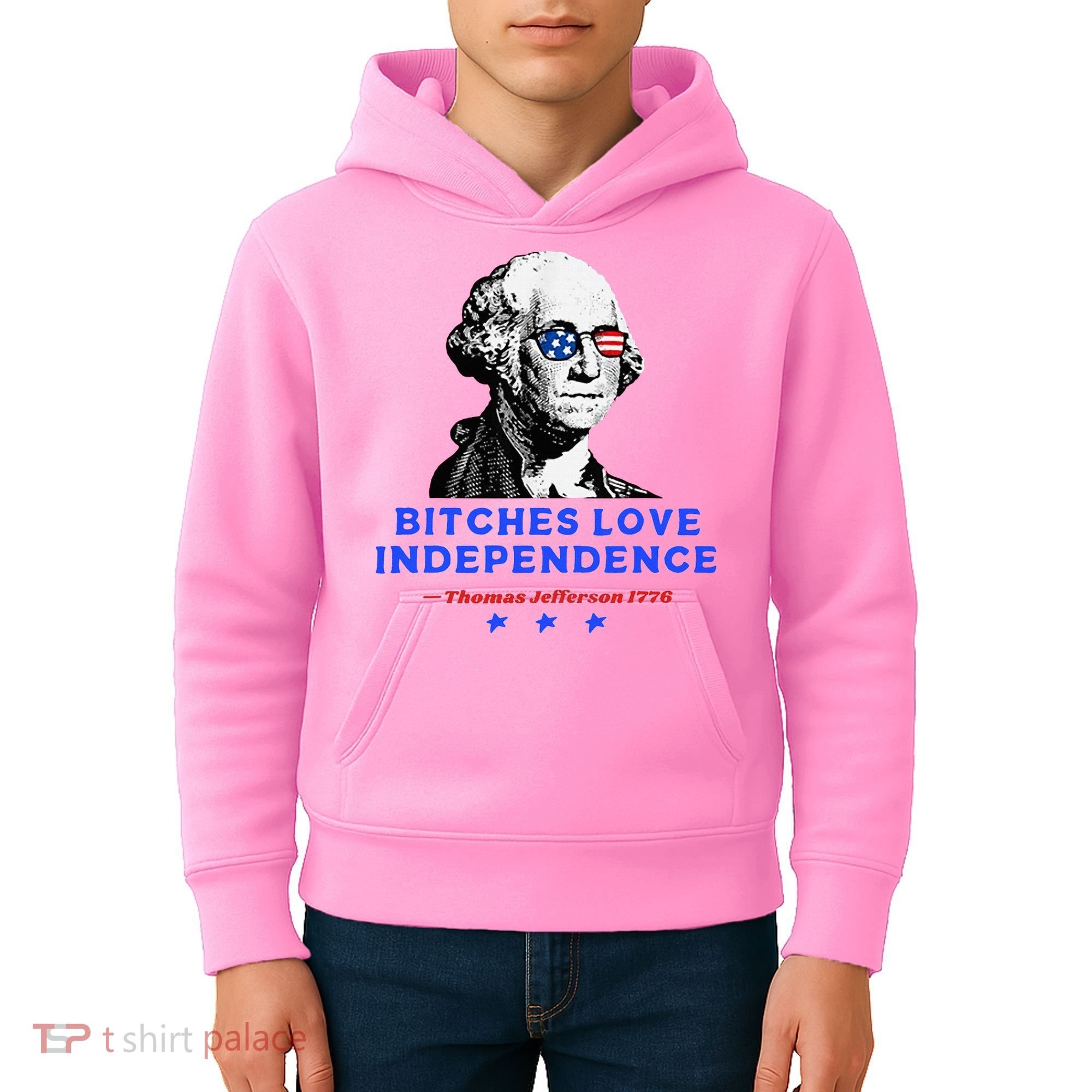 Bitches Love Independence Funny Founding Fathers Kids Hoodie