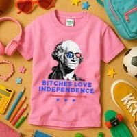 Bitches Love Independence Funny Founding Fathers Kids T-Shirt thumb 3