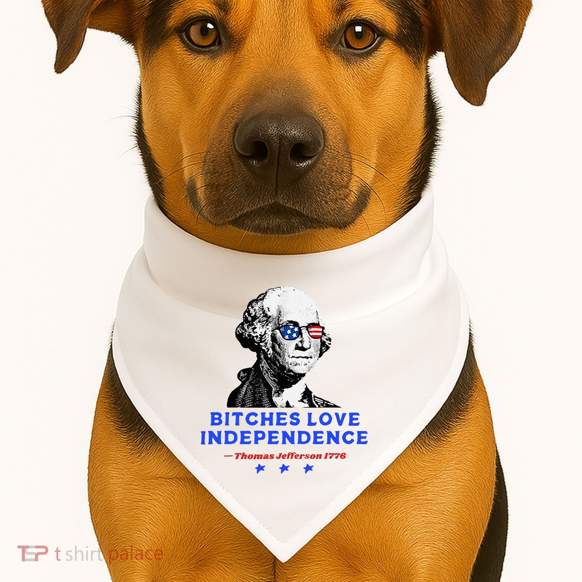 Bitches Love Independence Funny Founding Fathers USA-Made Doggie Bandana