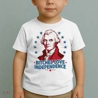 Bitches Love Independence Funny Founding Fathers 4th Of July Toddler T-Shirt thumb 2