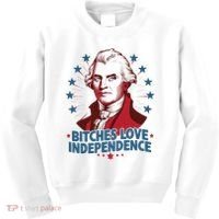 Bitches Love Independence Funny Founding Fathers 4th Of July Kids Sweatshirt thumb 0