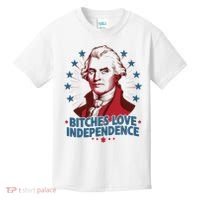 Bitches Love Independence Funny Founding Fathers 4th Of July Kids T-Shirt thumb 0