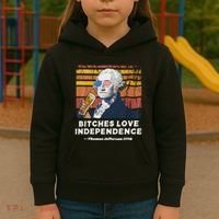 Bitches Love Independence Funny Founding Fathers 4th Of July Kids Hoodie thumb 3