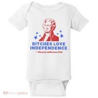 Bitches Love Independence Funny Founding Fathers 4th Of July Baby Bodysuit thumb 0