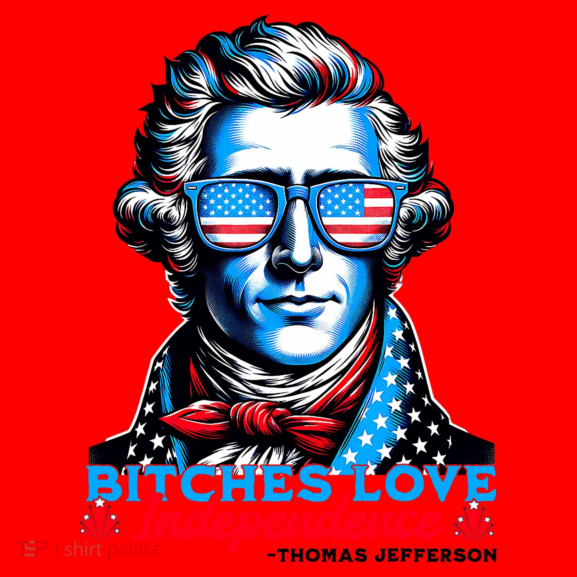 Bitches Love Independence Funny 4th Of July Thomas Jefferson Santa Hat