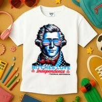 Bitches Love Independence Funny 4th Of July Thomas Jefferson Kids T-Shirt thumb 3