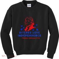 Bitches Love Independence Thomas Jefferson 1776 Kids Sweatshirt thumb 0