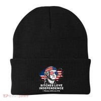 Bitches Love Independence Funny Founding Fathers 4th Of July Beanie thumb 0
