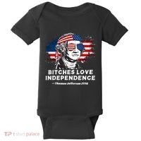 Bitches Love Independence Funny Founding Fathers 4th Of July Baby Bodysuit thumb 0