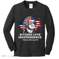 Bitches Love Independence Funny Founding Fathers 4th Of July Kids Long Sleeve Shirt thumb 0
