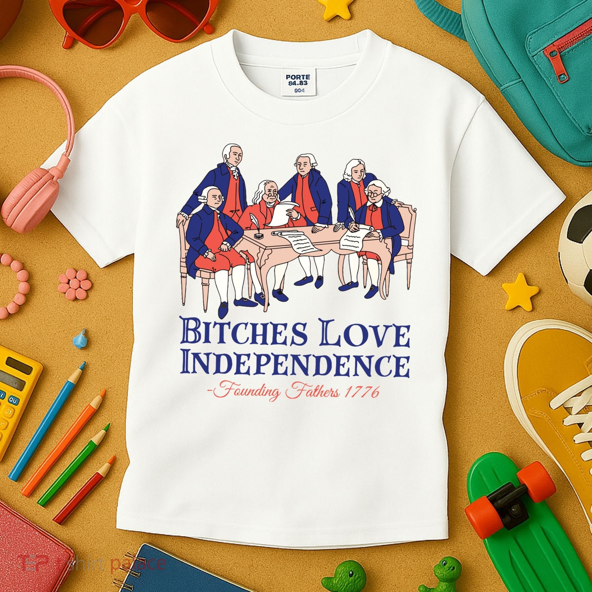Bitches Love Independence 4th Of July Kids T-Shirt