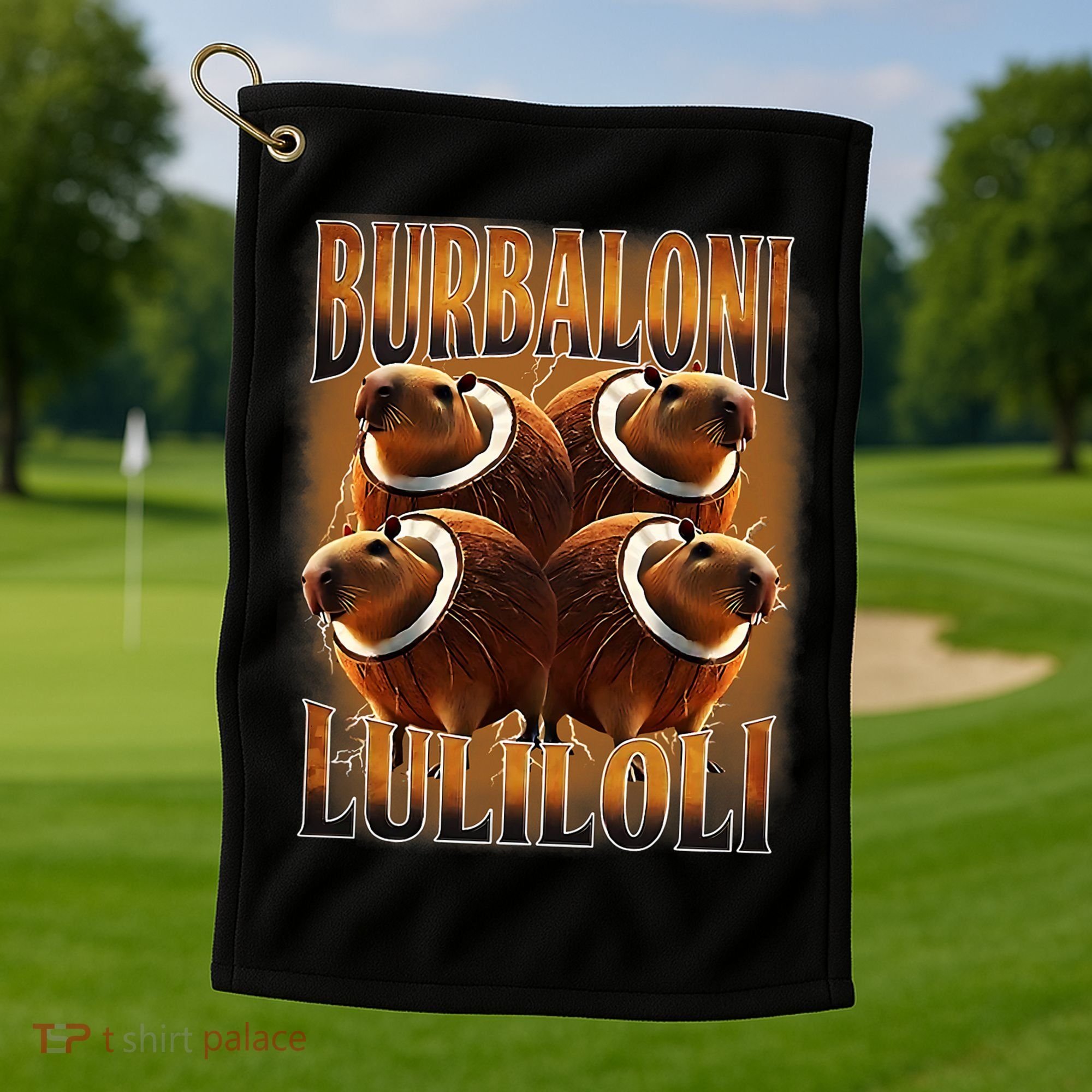 Burbaloni Luliloli Italian Brain Rot Capybara Meme Golf Towel
