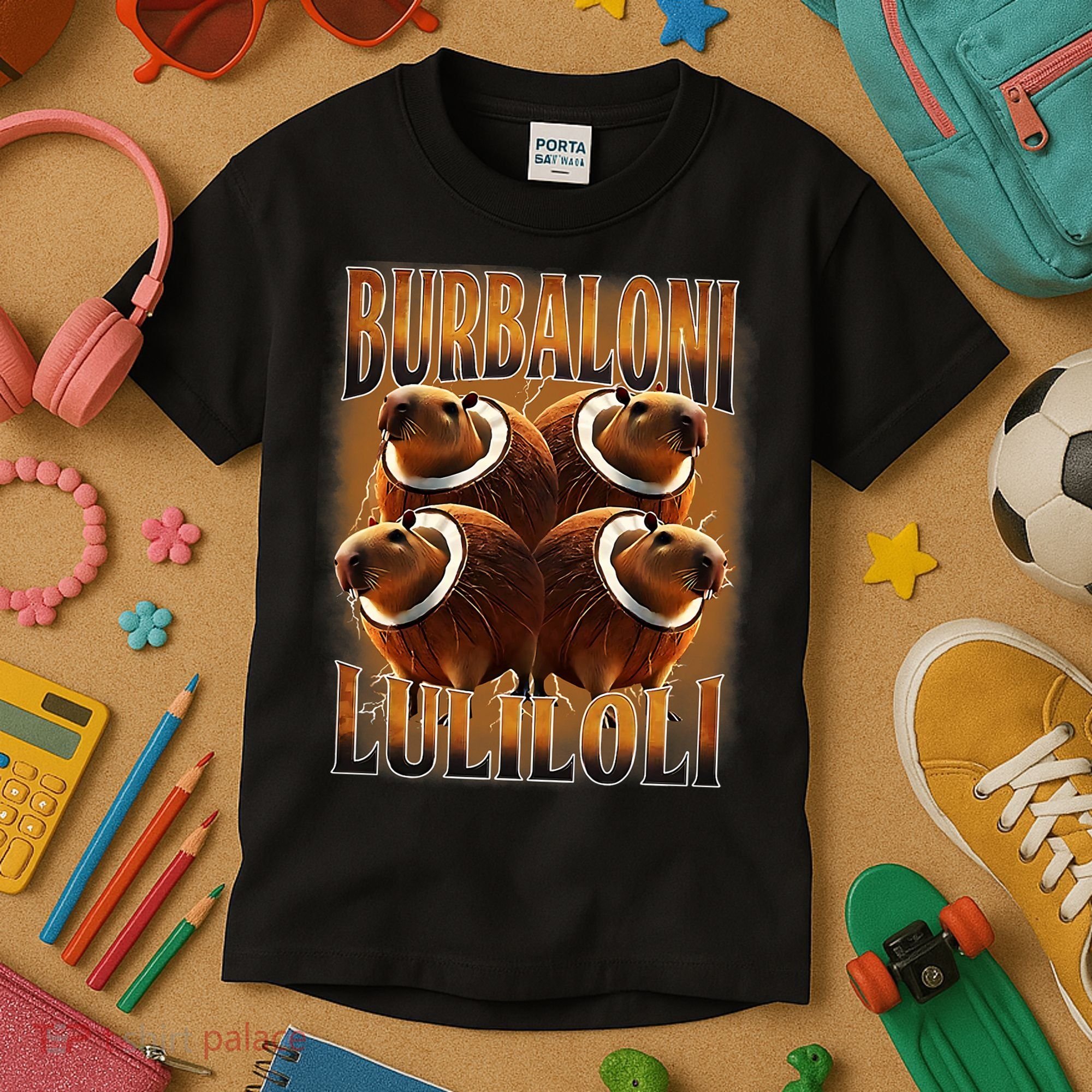 Burbaloni Luliloli Italian Brain Rot Capybara Meme Kids T-Shirt
