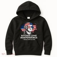 Bitches Love Independence Funny Founding Fathers 4th Of July Gift Kids Hoodie thumb 0