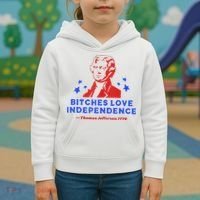 Bitches Love Independence Funny Founding Fathers 4th Of July Kids Hoodie thumb 3