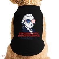 Bitches Love Independence Funny Patriotic Thomas Jefferson Doggie Tank thumb 0