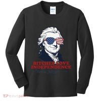 Bitches Love Independence Funny Patriotic Thomas Jefferson Kids Long Sleeve Shirt thumb 0