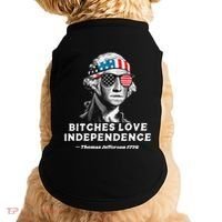 Bitches Love Independence Funny Founding Fathers Doggie Tank thumb 0
