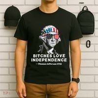 Bitches Love Independence Funny Founding Fathers T-Shirt thumb 6