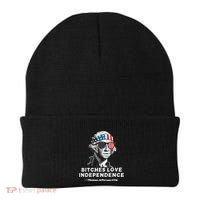 Bitches Love Independence Funny Founding Fathers Beanie thumb 0