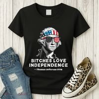 Bitches Love Independence Funny Founding Fathers Women's T-Shirt thumb 3