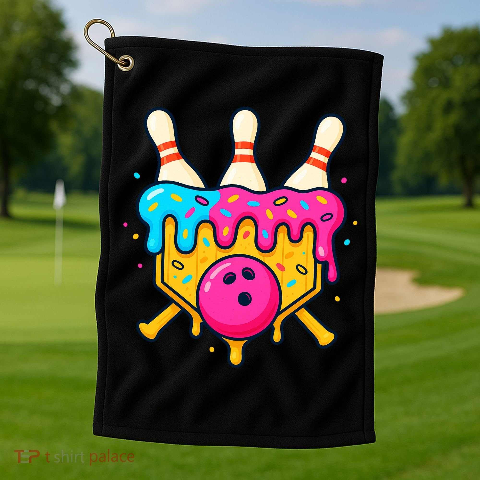 Bowling Lane Ice Cream Drip Home Plate Golf Towel
