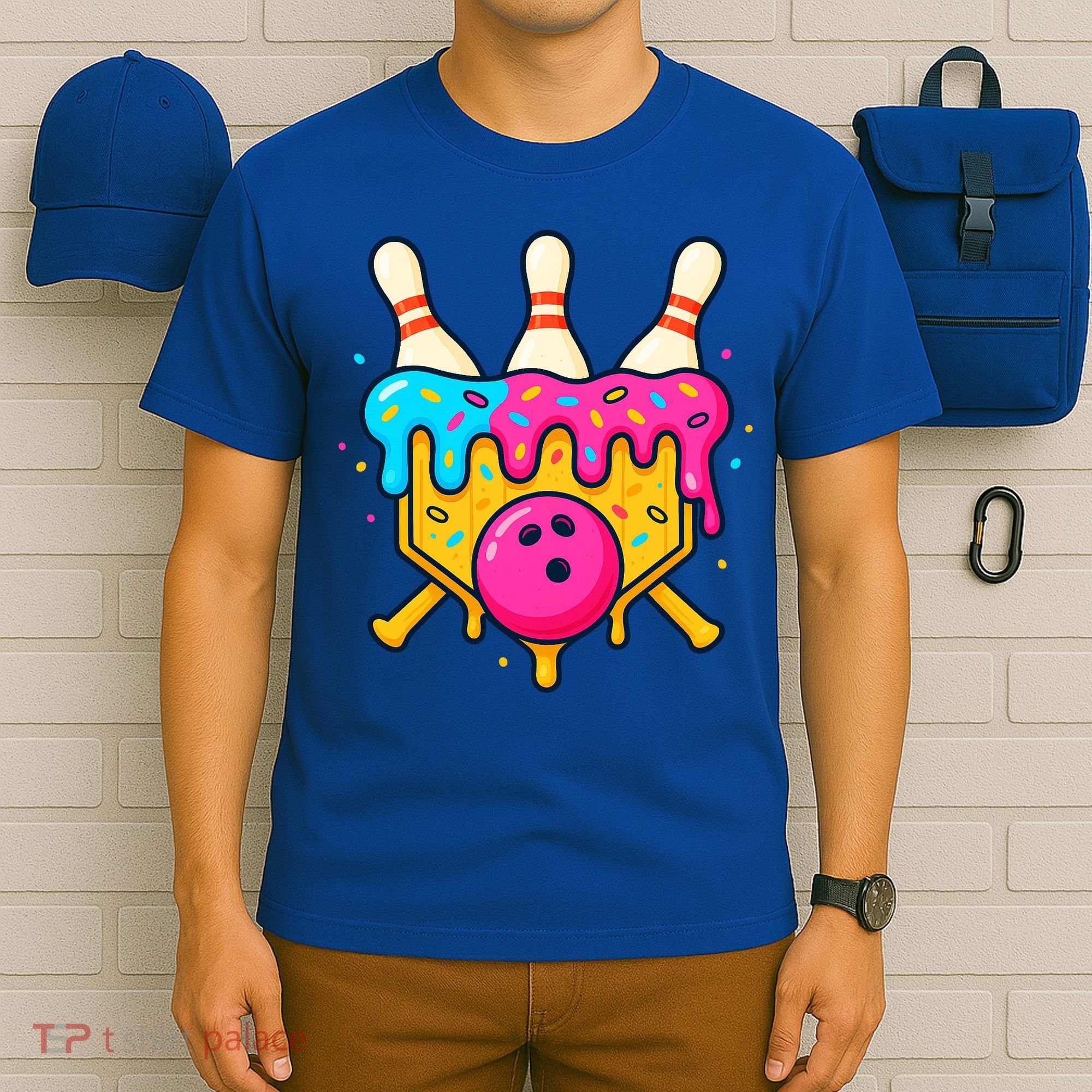 Bowling Lane Ice Cream Drip Home Plate T-Shirt