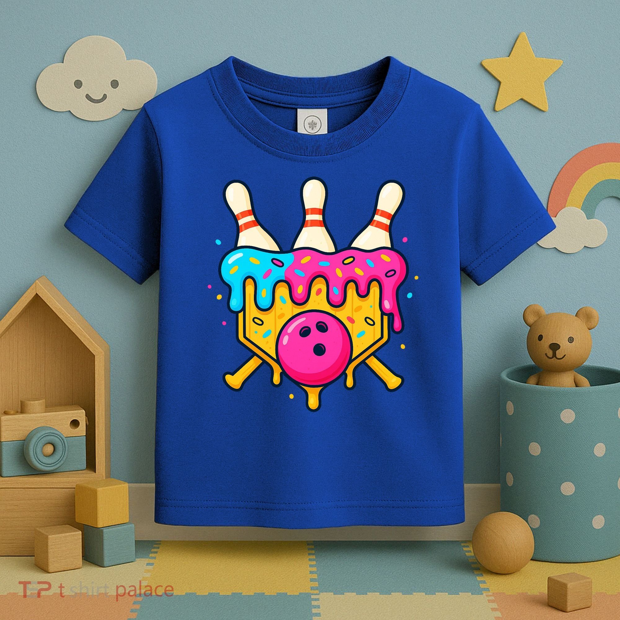 Bowling Lane Ice Cream Drip Home Plate Toddler T-Shirt