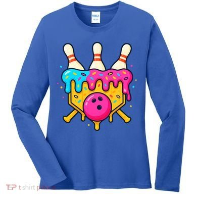Bowling Lane Ice Cream Drip Home Plate Women's Long Sleeve Shirt
