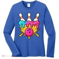 Bowling Lane Ice Cream Drip Home Plate Women's Long Sleeve Shirt thumb 0