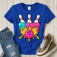 Bowling Lane Ice Cream Drip Home Plate Women's T-Shirt thumb 3
