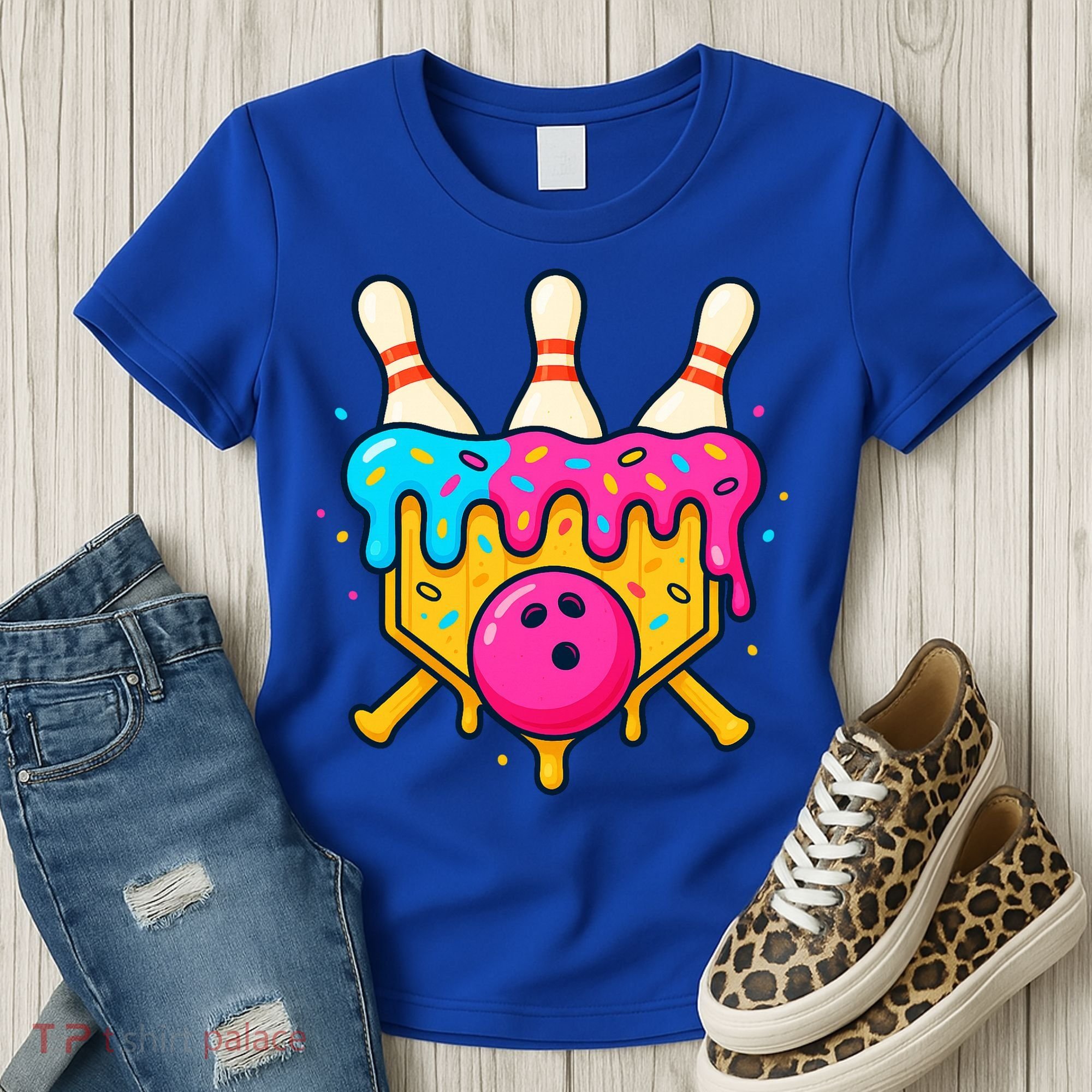 Bowling Lane Ice Cream Drip Home Plate Women's T-Shirt