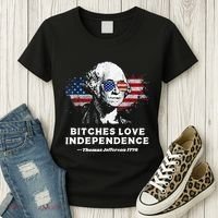 Bitches Love Independence Funny Founding Fathers 4th Of July Women's T-Shirt thumb 3