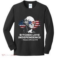 Bitches Love Independence Funny Founding Fathers 4th Of July Kids Long Sleeve Shirt thumb 0
