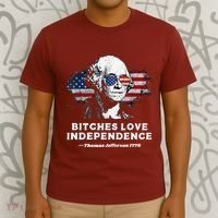 Bitches Love Independence Funny Founding Fathers 4th Of July T-Shirt thumb 3