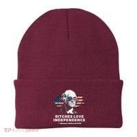 Bitches Love Independence Funny Founding Fathers 4th Of July Beanie thumb 0