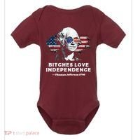 Bitches Love Independence Funny Founding Fathers 4th Of July Baby Bodysuit thumb 0