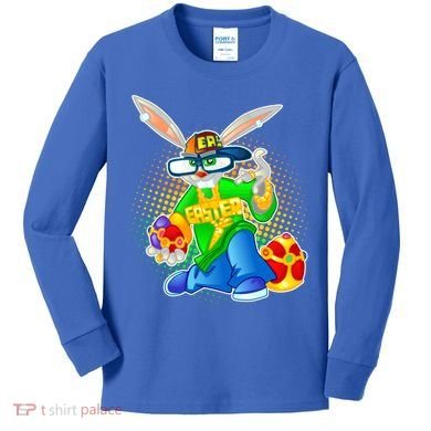 Blinged Easter Bunny Kids Long Sleeve Shirt