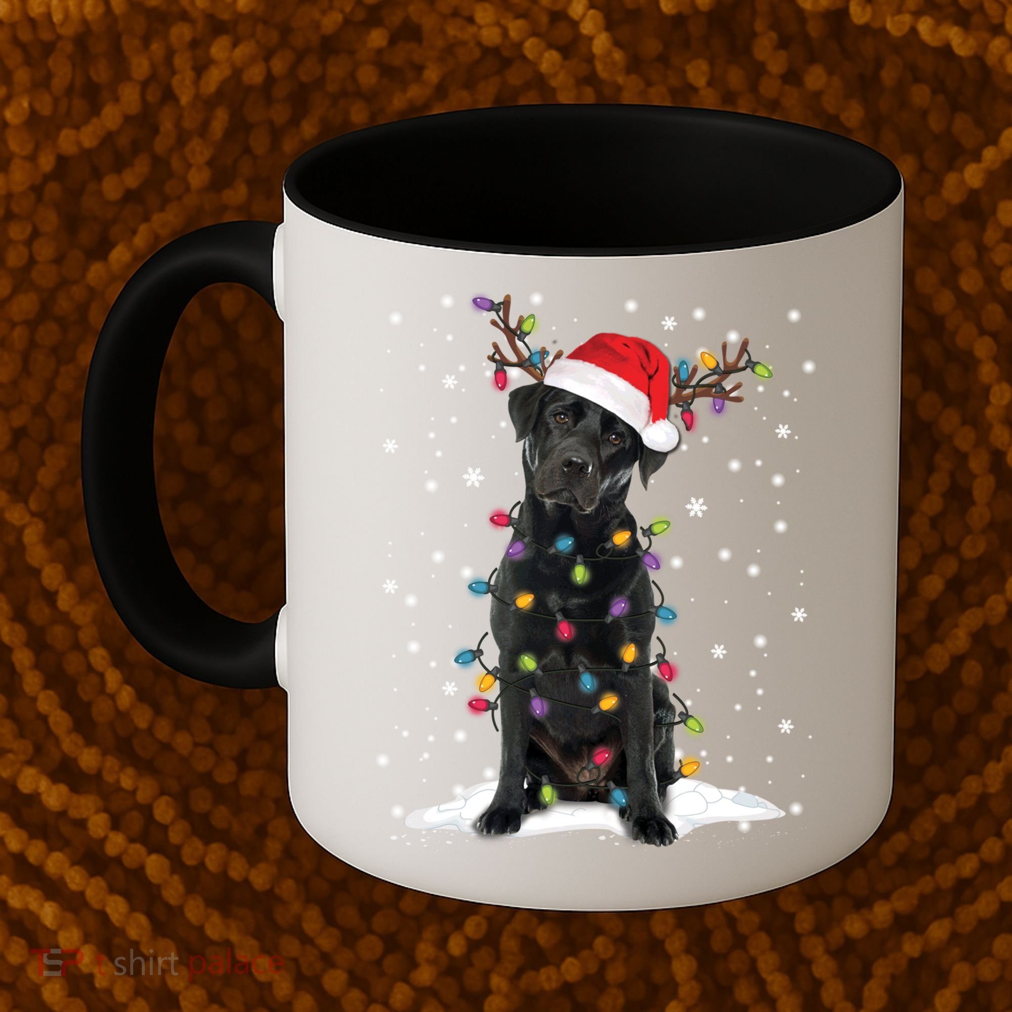 Black Lab Labrador Christmas Tree Light Pajama Dog Xmas Gift Coffee Mug