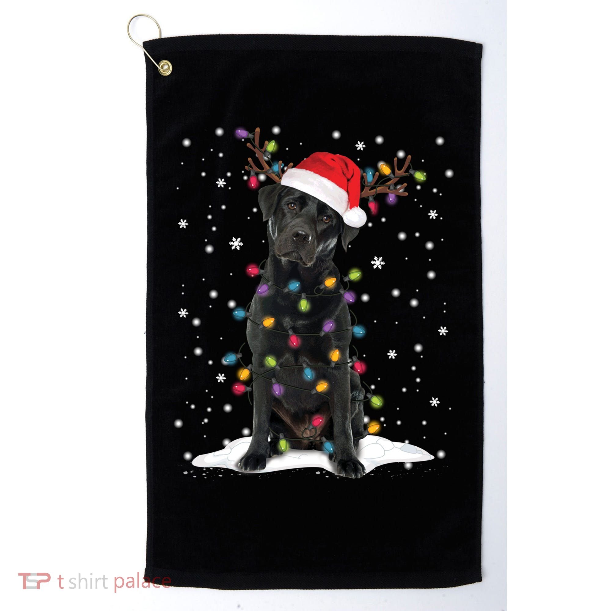 Black Lab Labrador Christmas Tree Light Pajama Dog Xmas Gift Golf Towel