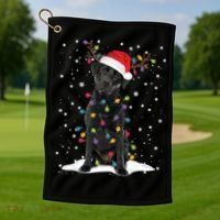 Black Lab Labrador Christmas Tree Light Pajama Dog Xmas Gift Golf Towel thumb 1