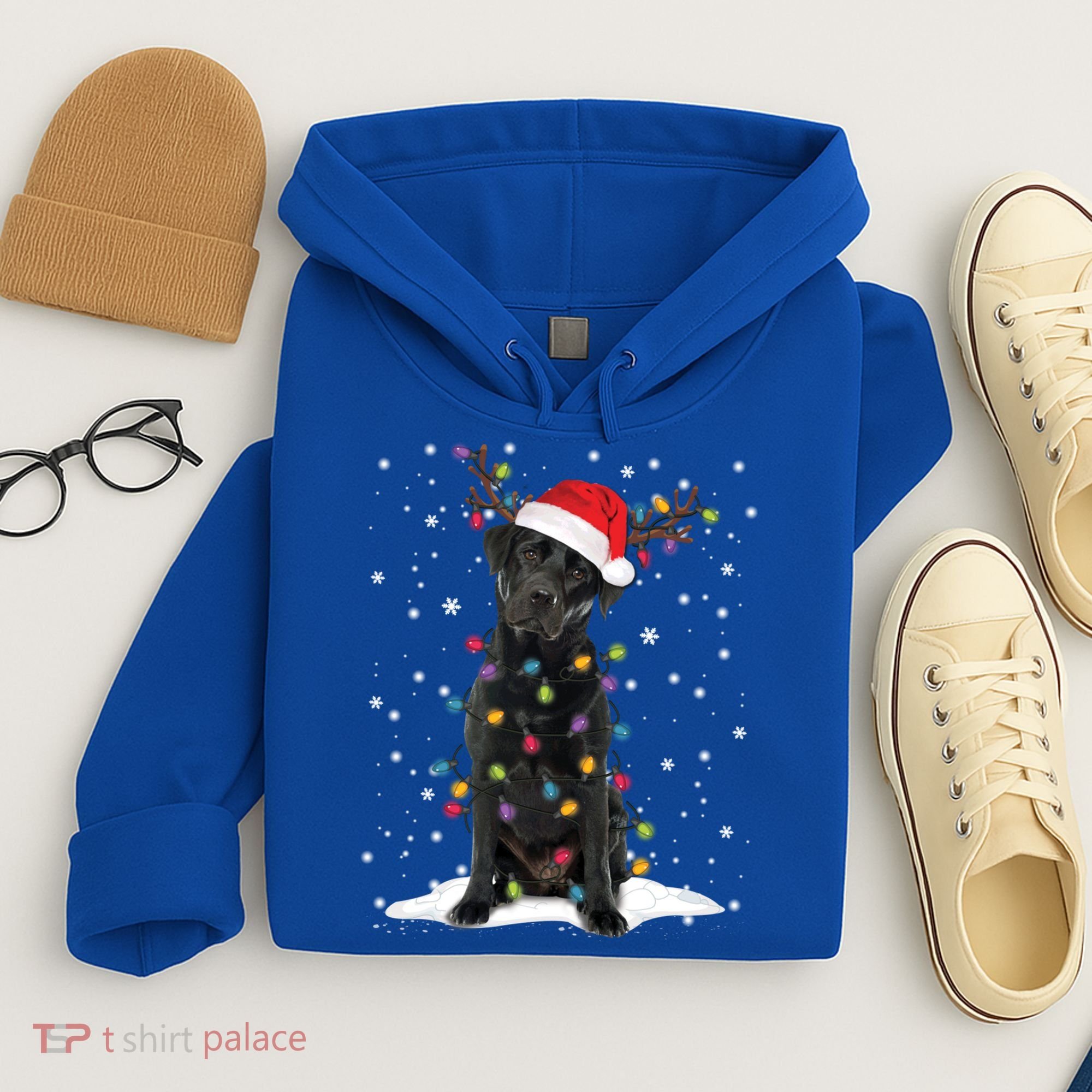 Black Lab Labrador Christmas Tree Light Pajama Dog Xmas Gift Hoodie