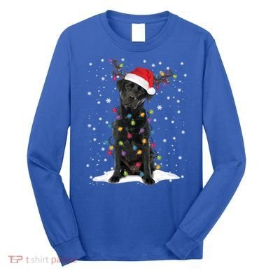 Black Lab Labrador Christmas Tree Light Pajama Dog Xmas Gift Long Sleeve Shirt