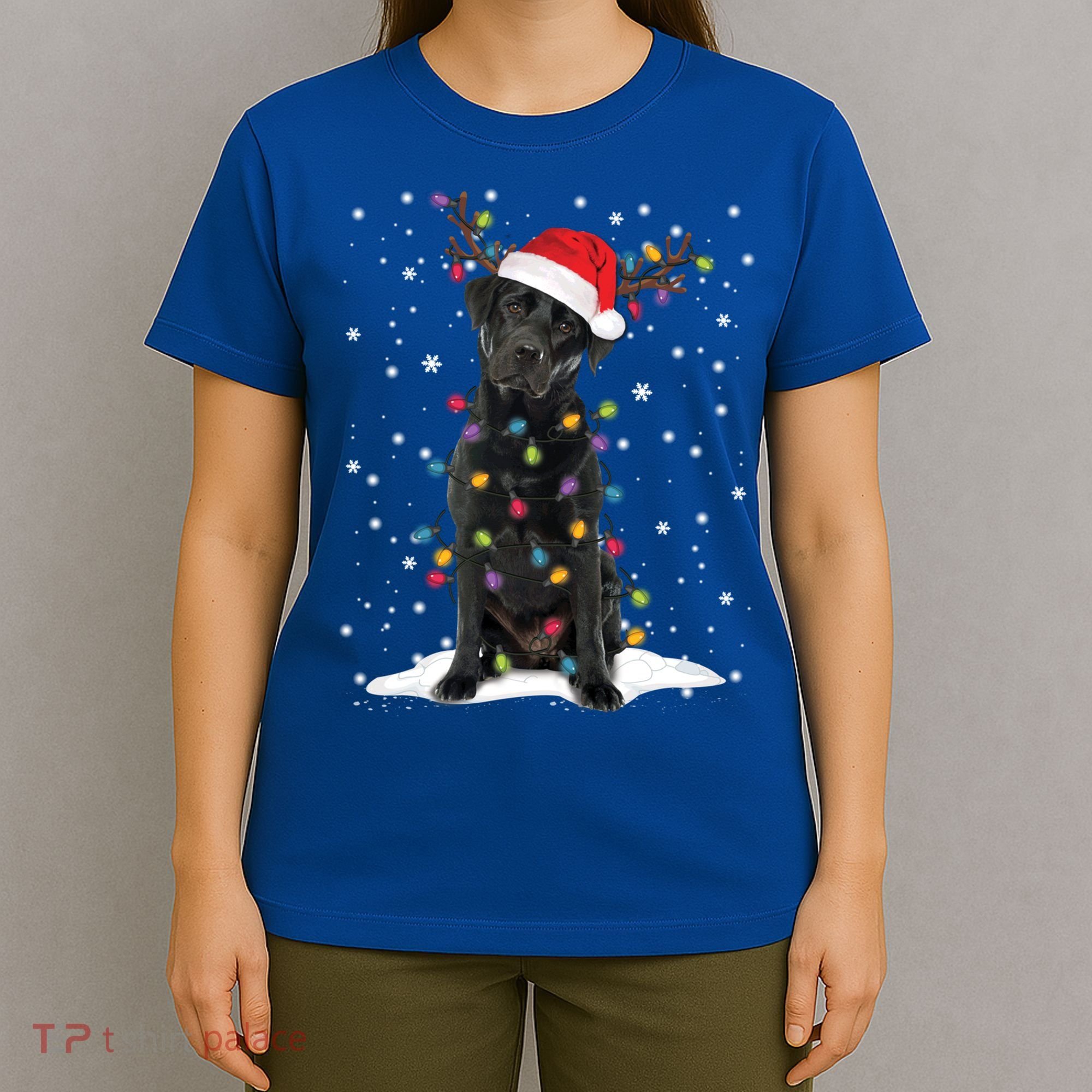 Black Lab Labrador Christmas Tree Light Pajama Dog Xmas Gift T-Shirt
