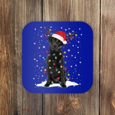 Black Lab Labrador Christmas Tree Light Pajama Dog Xmas Gift Coaster