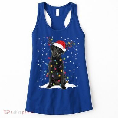 Black Lab Labrador Christmas Tree Light Pajama Dog Xmas Gift Women's Tank Top